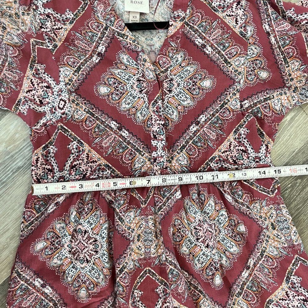 Knox Rose Midi Dress Size Extra Small Red Bohemian Peasant Short Sleeve Boho - Picture 10 of 12